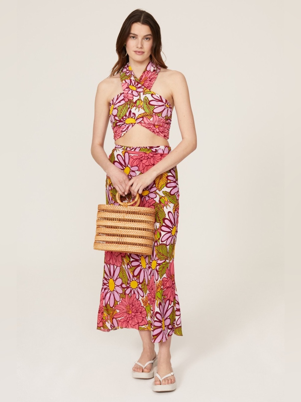S/W/F Floral Midi Skirt Set size XS